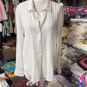 Anthropologie white Button-Down Blouse with sequins